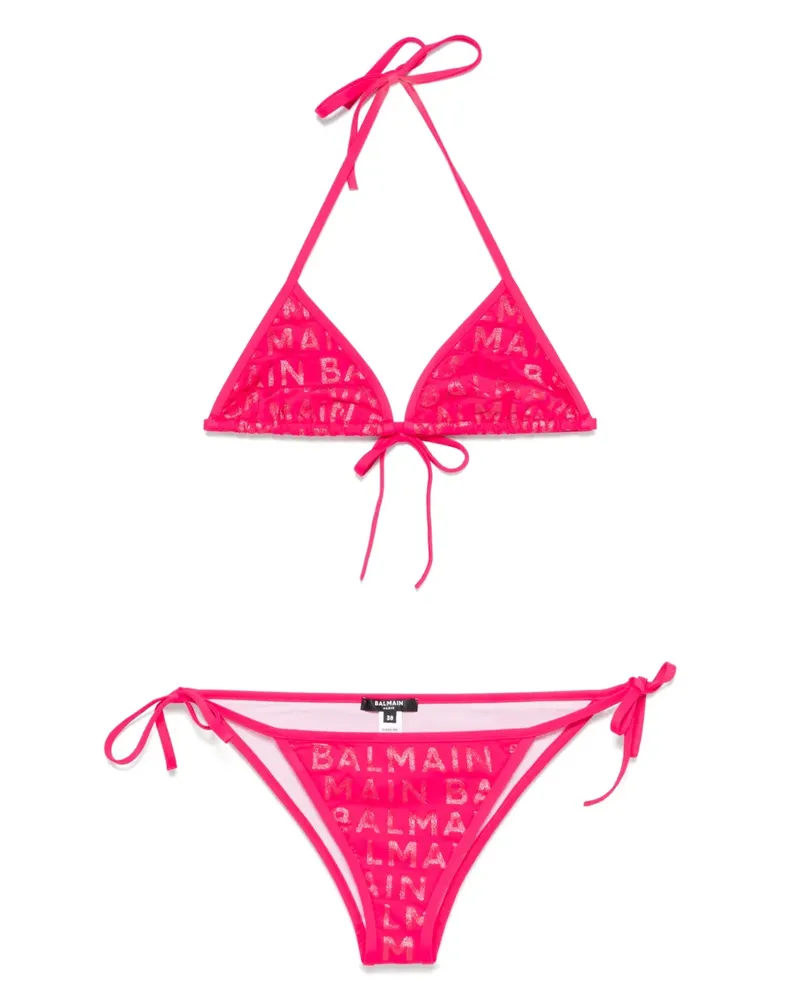 Balmain Bikini mit Logo-Print - Rosa Rosa
