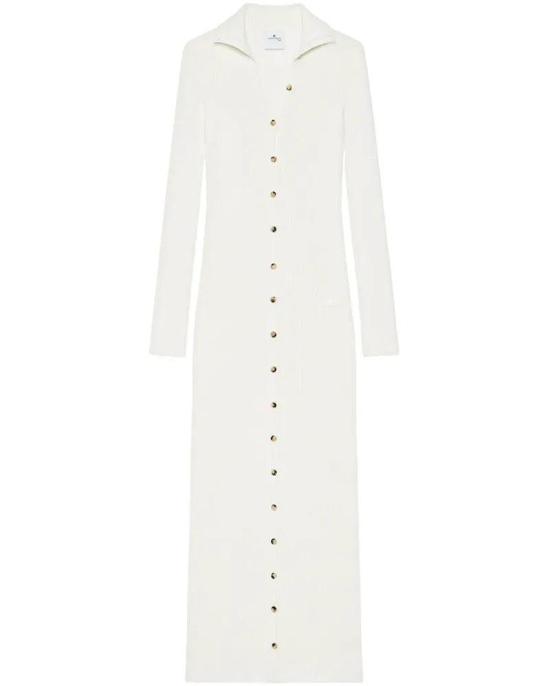 Courrèges Geripptes Kleid - Weiß Weiß