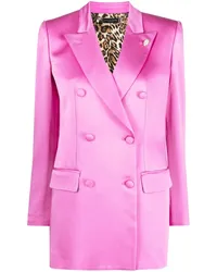 Philipp Plein Doppelreihiger Satinblazer Rosa