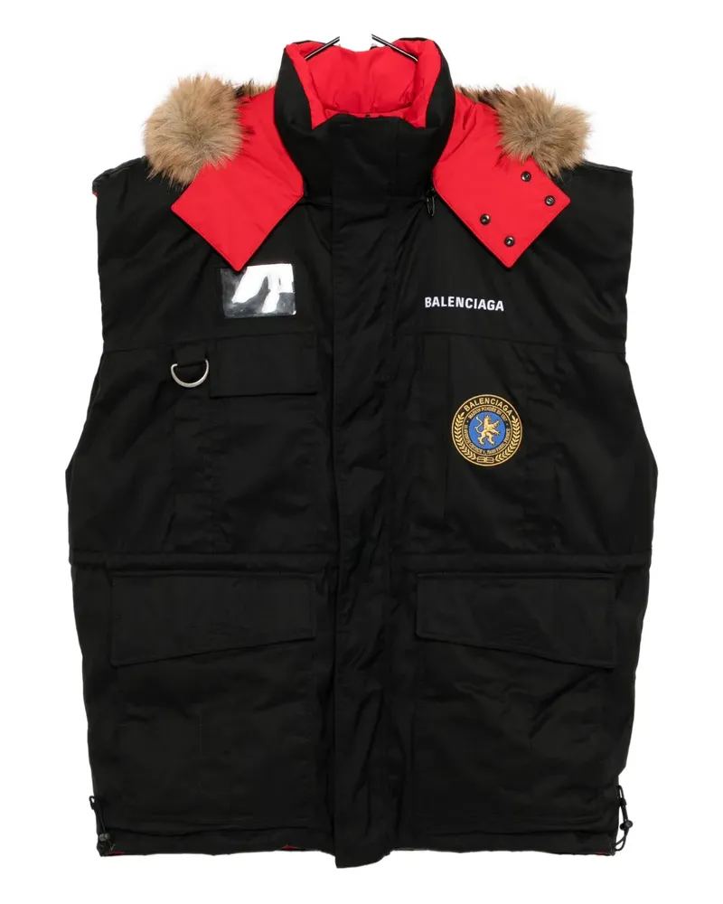 Balenciaga logo-embroidered reversible gilet - Schwarz Schwarz