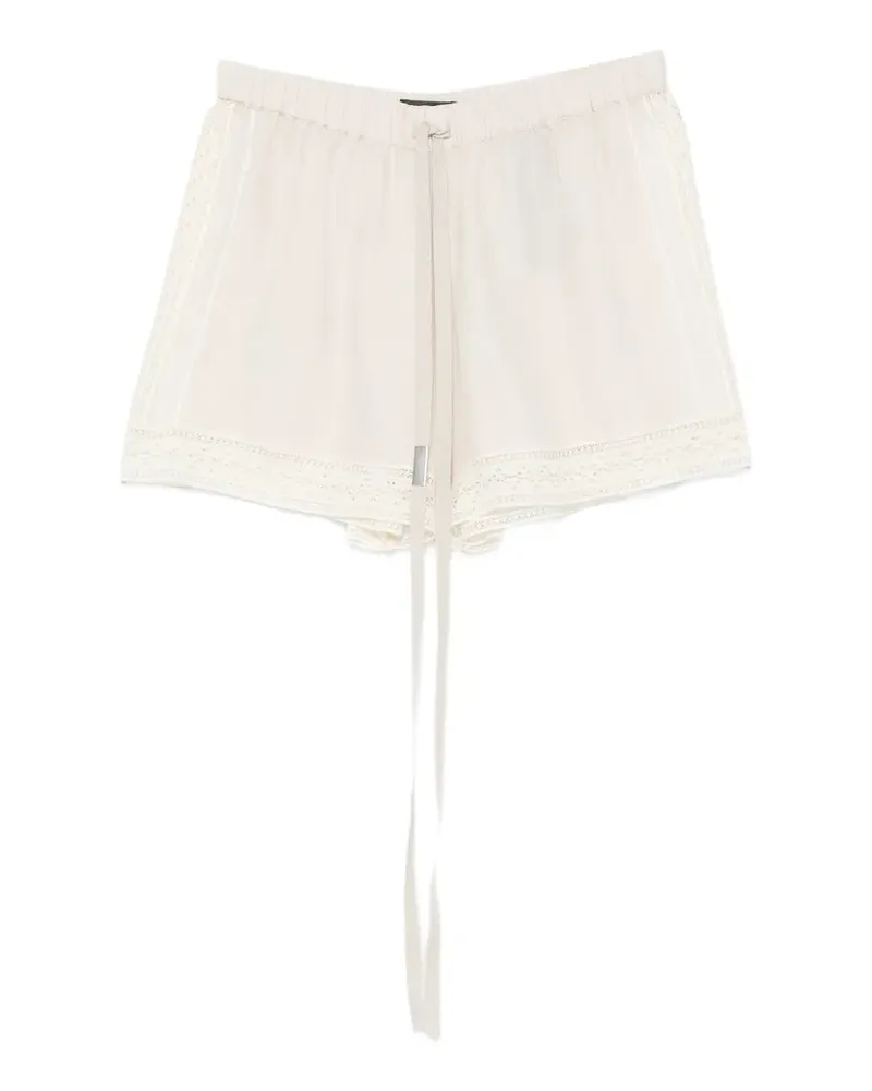 Ann Demeulemeester lace-trim drawstring-waistband shorts - Nude Nude