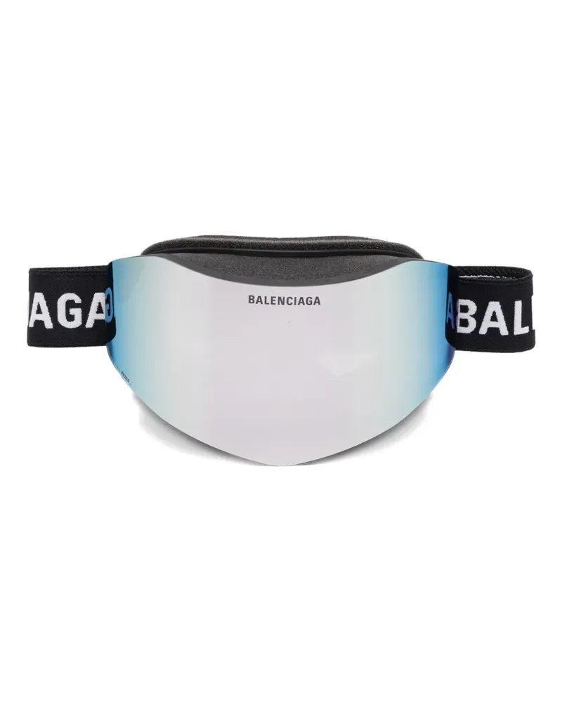 Balenciaga Skibrille mit Logo-Riemen - Schwarz Schwarz