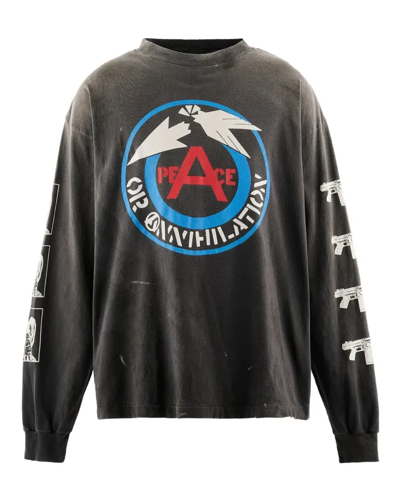 SAINT MXXXXXX Langarmshirt mit grafischem Print - Schwarz Schwarz