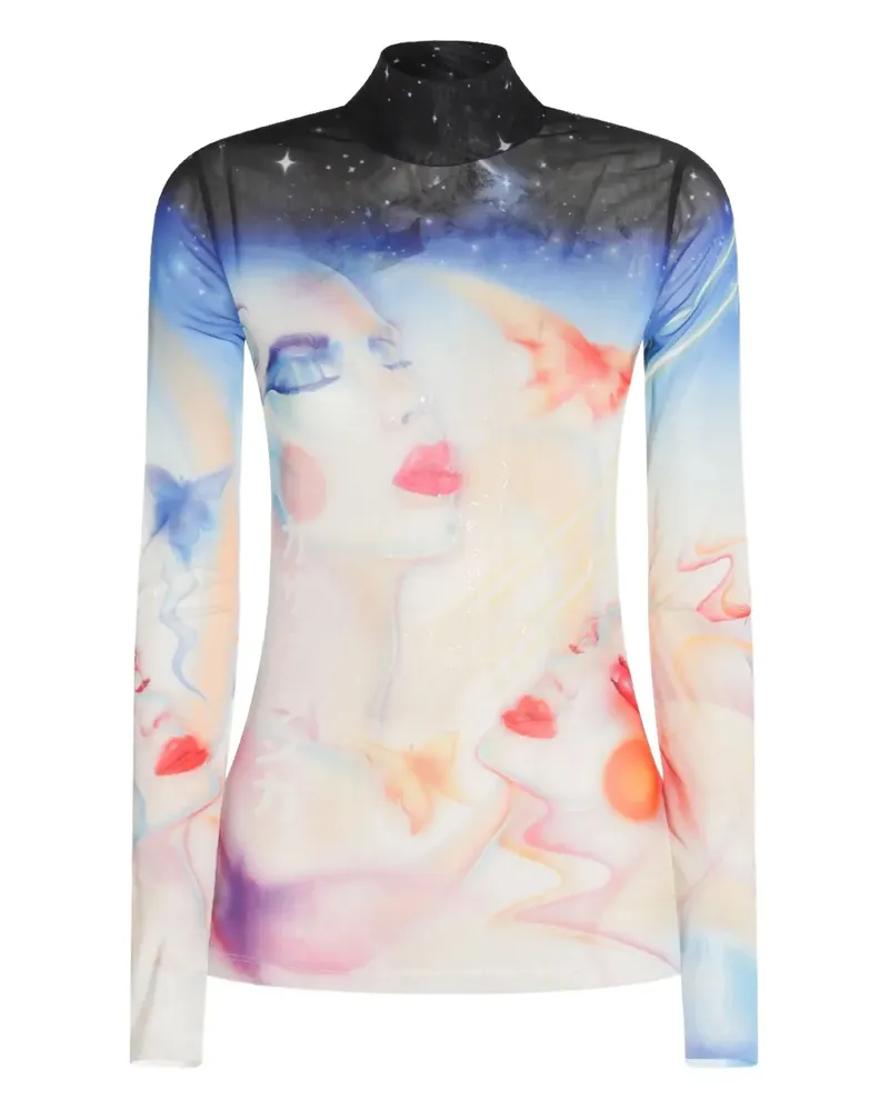 Casablanca Paris Langarmshirt mit grafischem Print - Weiß Weiß