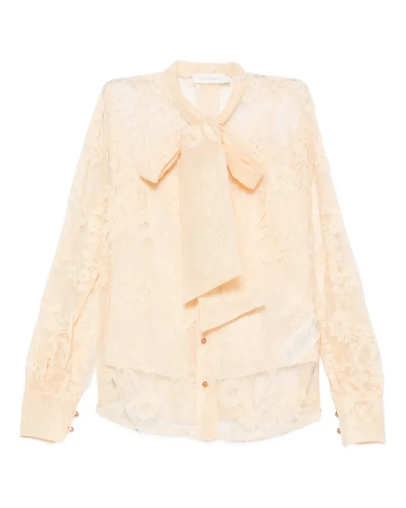 Zimmermann pussy-bow lace blouse - Nude Nude