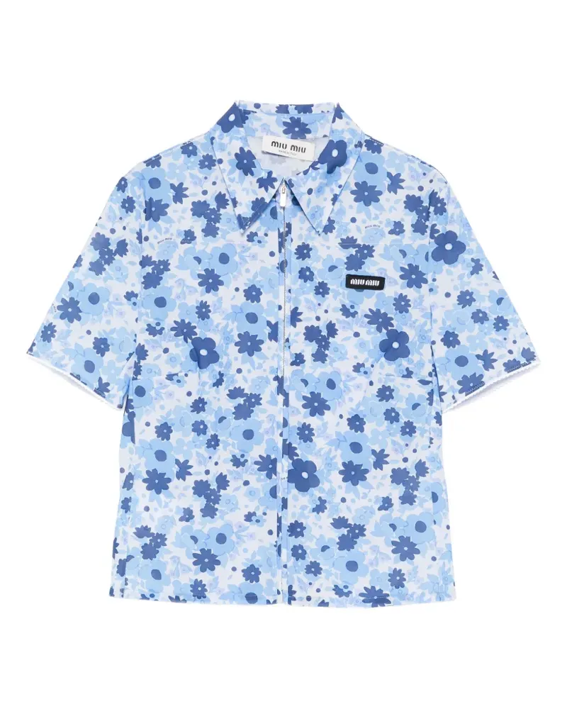 Miu Miu floral zip shirt - Blau Blau
