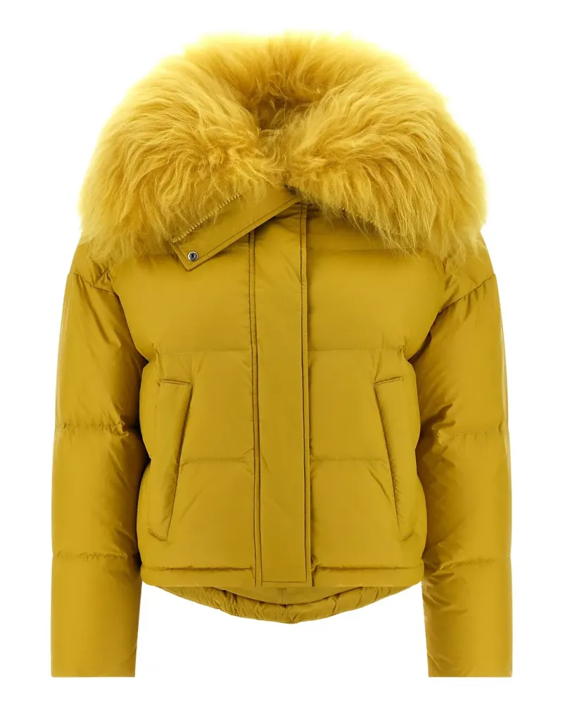 Yves Salomon fur-trimmed padded jacket - Gelb Gelb
