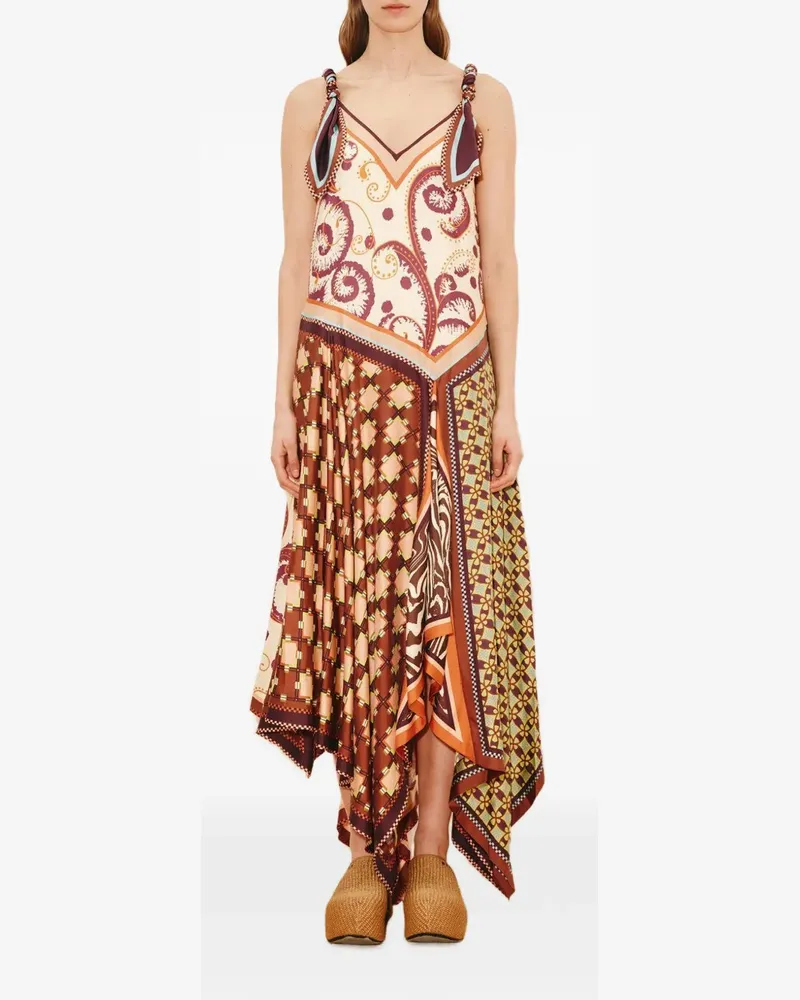 ALEMAIS Wilson knotted print midi dress - Nude Nude