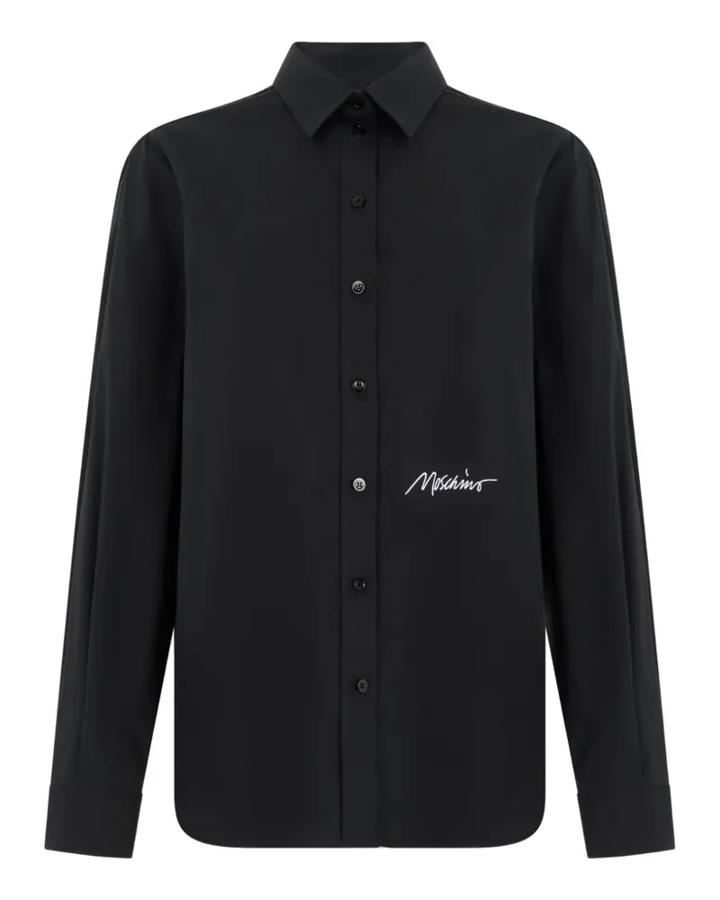 Moschino logo-embroidered long-sleeve shirt - Schwarz Schwarz