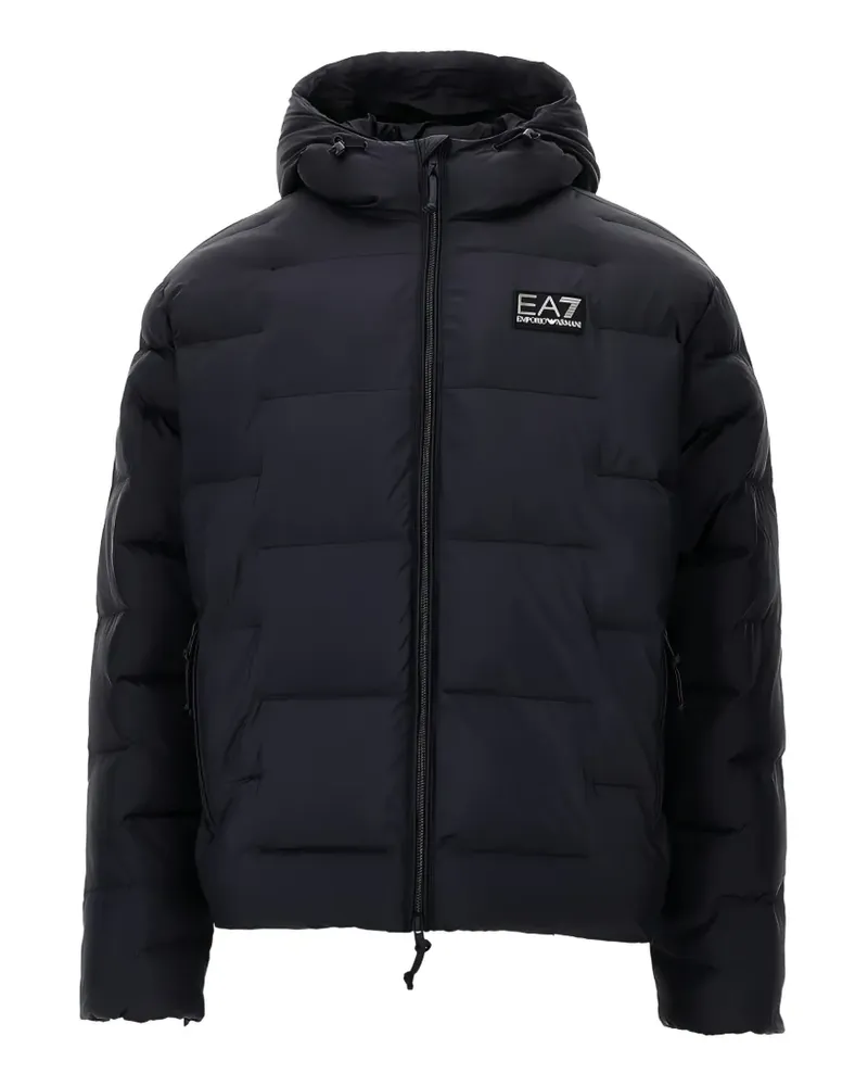 EA7 logo-patch quilted jacket - Schwarz Schwarz
