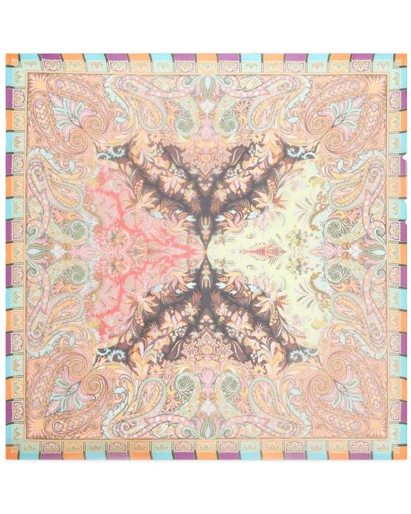 Etro Schal aus Seide mit Paisley-Print - Rosa Rosa