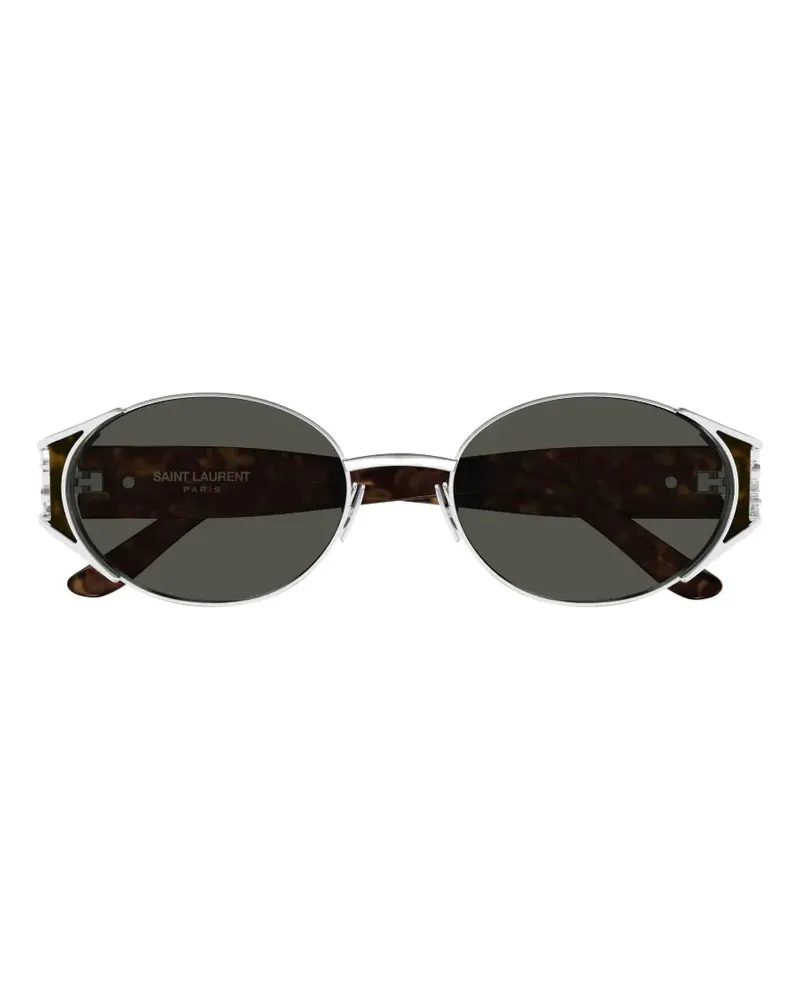 Saint Laurent Sonnenbrille mit ovalem Gestell - Silber Silber