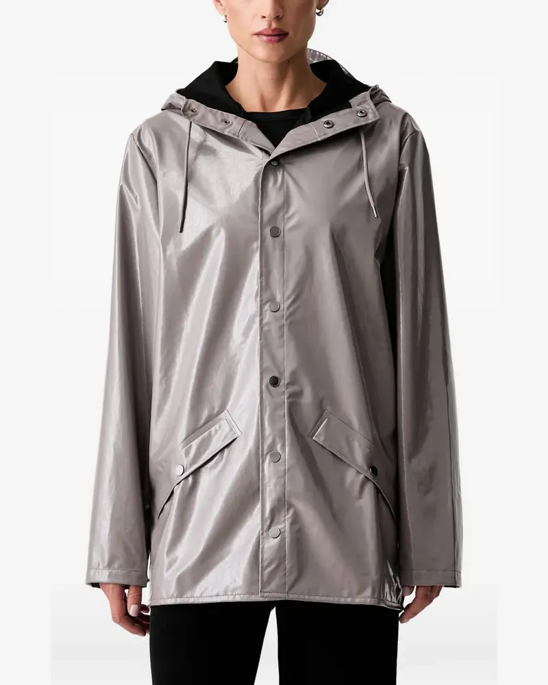 RAINS hooded gloss-effect raincoat - Grau Grau