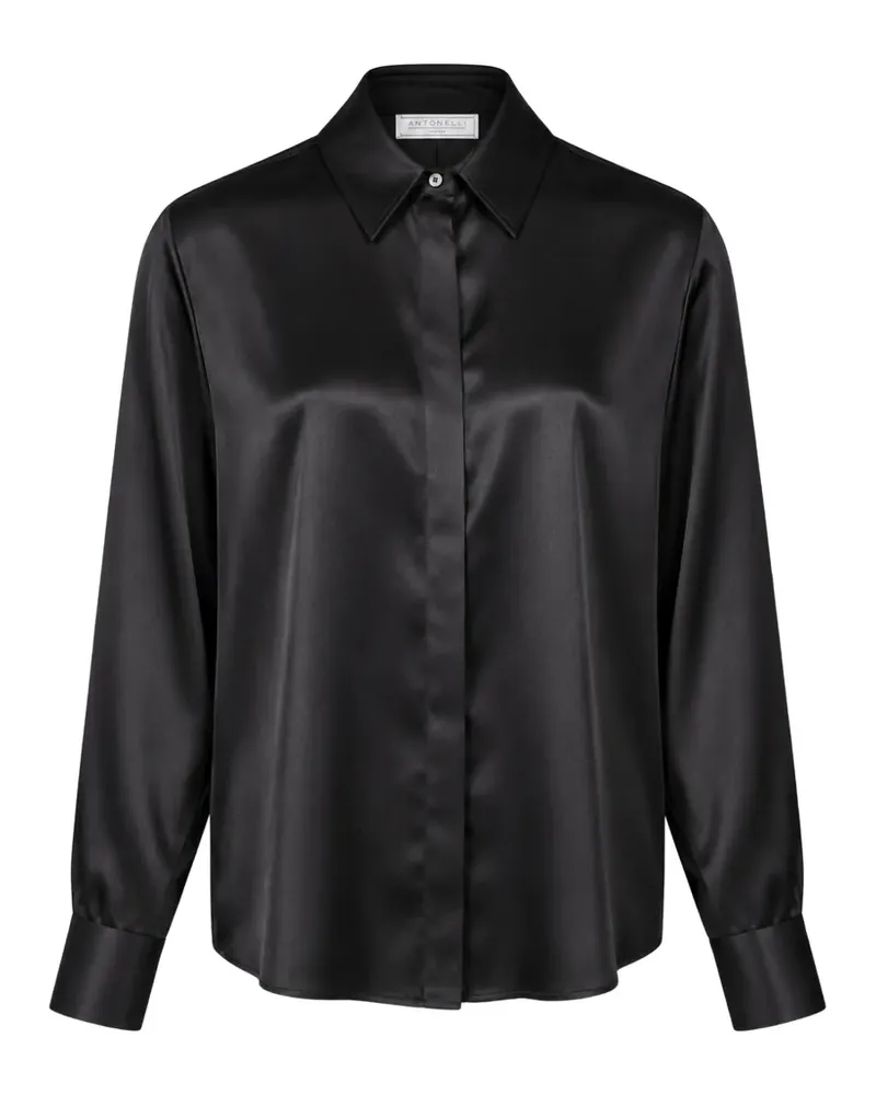 Antonelli Firenze Chisone satin-finish concealed-button shirt - Schwarz Schwarz