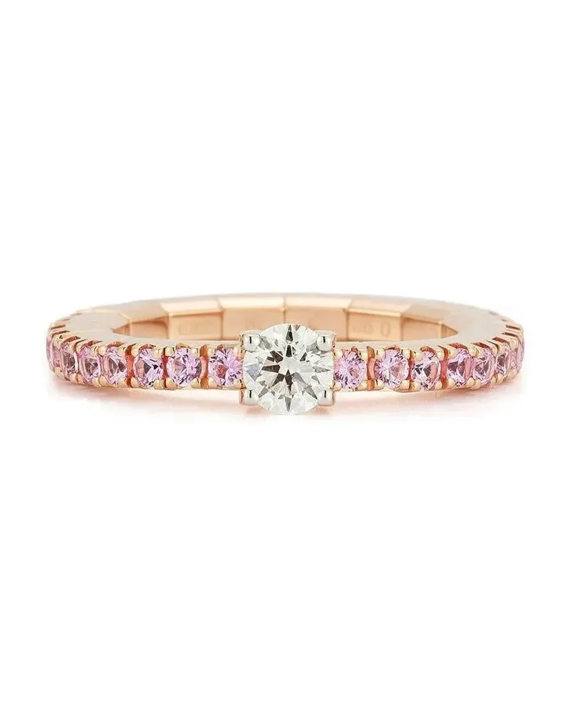 Roberto Demeglio 18kt Stretch Rotgoldring mit Diamanten und Saphir - Rosa Rosa