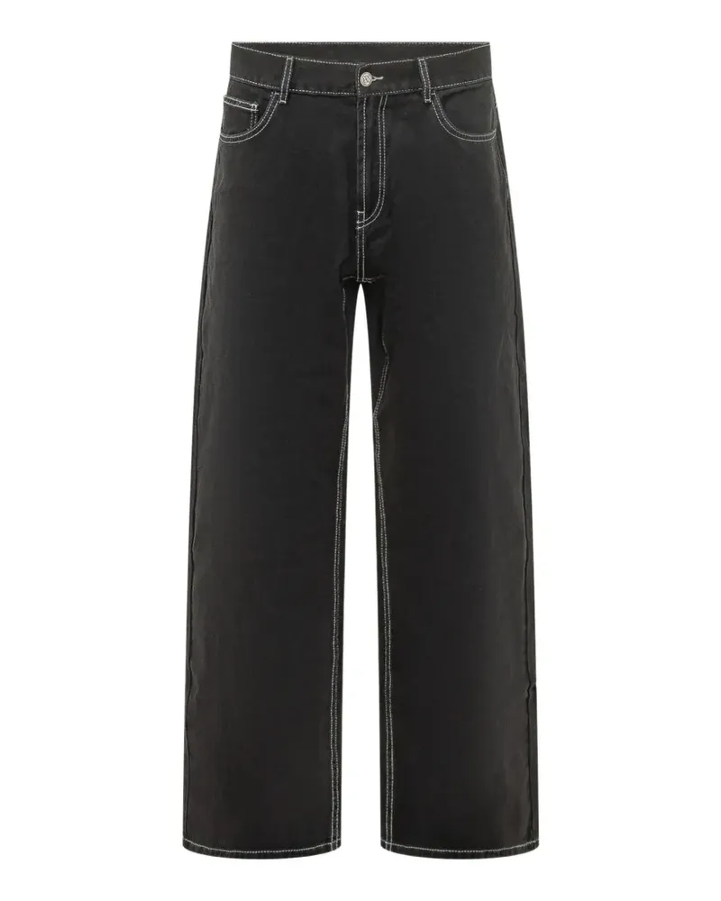 Palm Angels logo-embroidered contrast-stitch jeans - Schwarz Schwarz