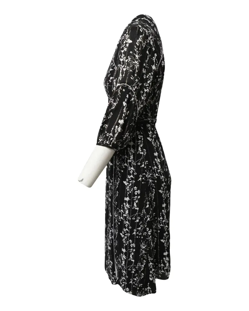 ba&sh floral-pattern tie-waist midi dress - Schwarz Schwarz