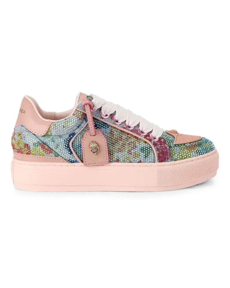 Kurt Geiger Kristallverzierte Sneakers mit Blumenprint - Blau Blau