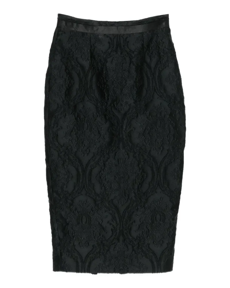 STYLAND back-slit jacquard midi skirt - Schwarz Schwarz