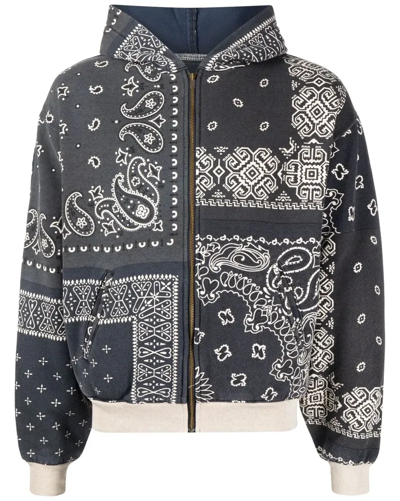 KAPITAL Kapuzenjacke mit Paisley-Print - Schwarz Schwarz