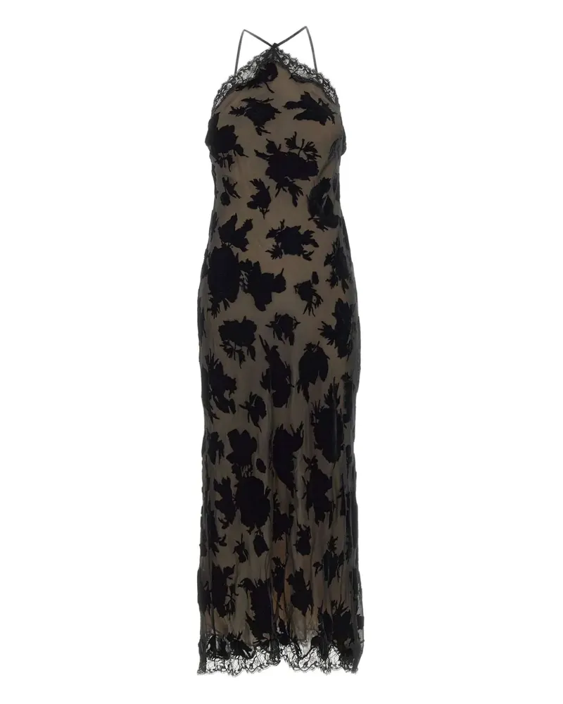 RIXO Harlan Midikleid mit Spitze - Schwarz Schwarz