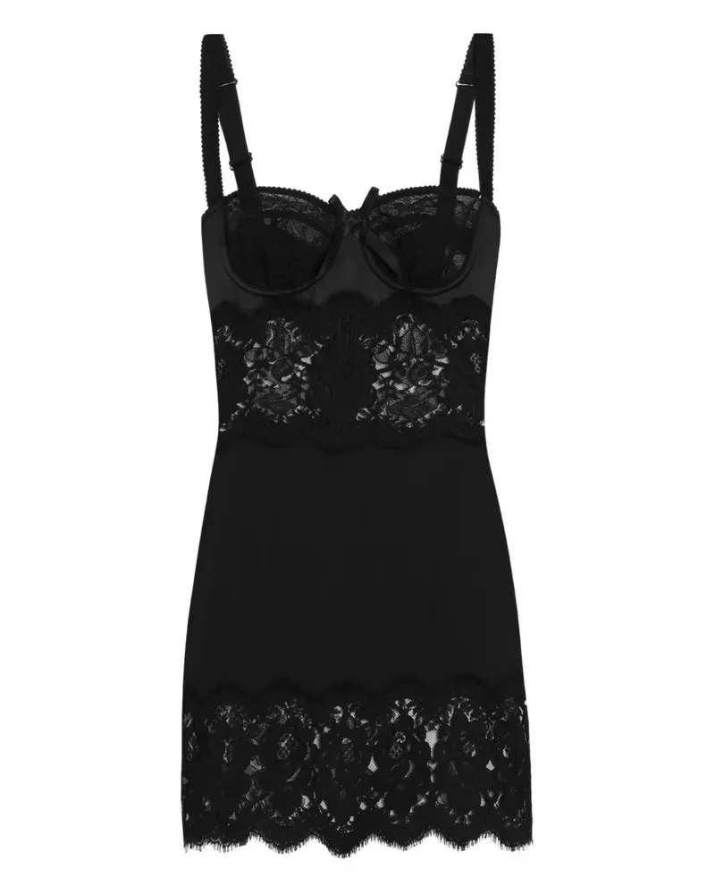 Dolce & Gabbana Camisole-Kleid mit Spitzenbesatz - Schwarz Schwarz