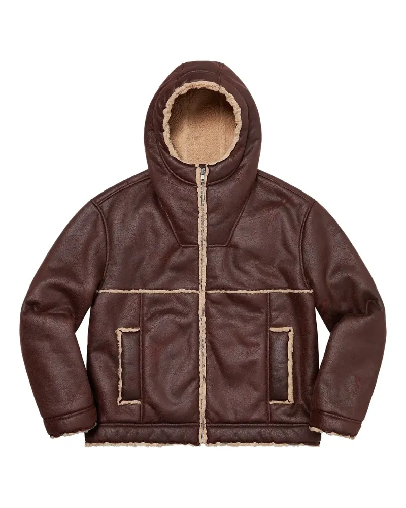 Supreme Being faux-shearling hooded jacket - Braun Braun
