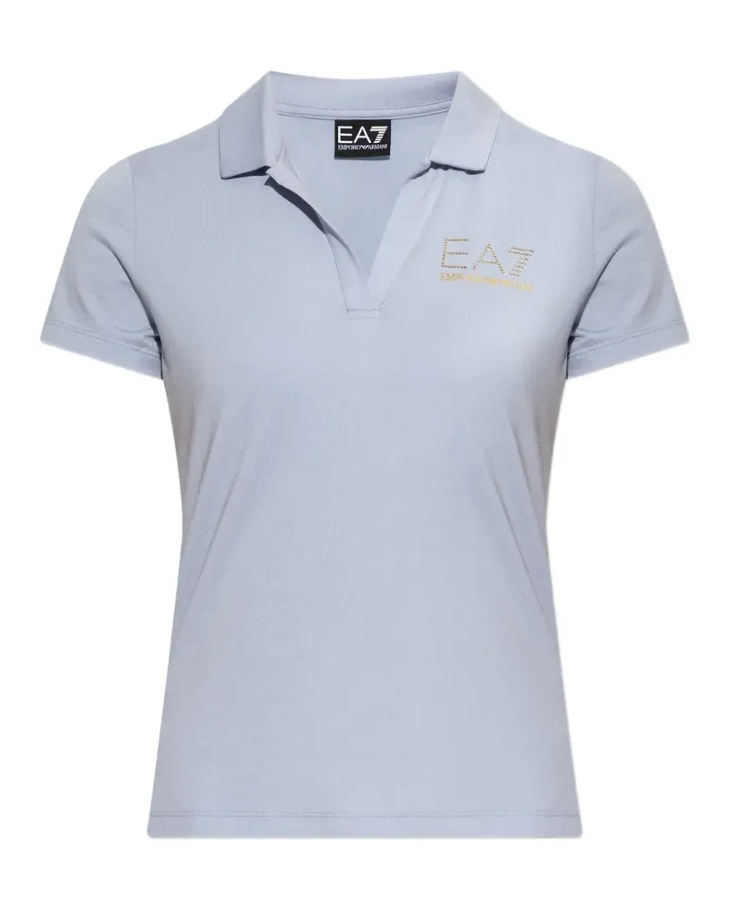 EA7 Poloshirt mit Logo-Verzierung - Blau Blau