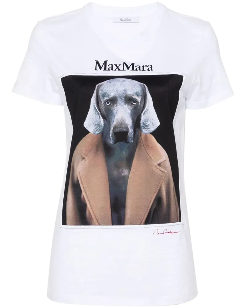 Max Mara T-Shirt mit Hunde-Print - Weiß Weiß