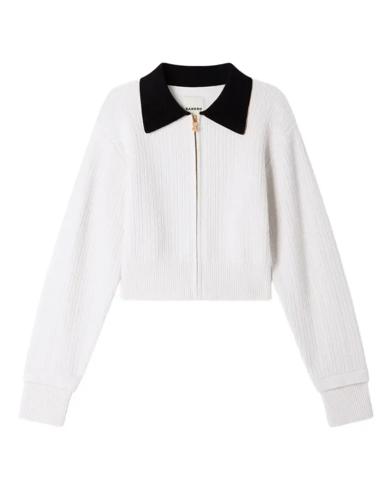 Sandro Cardigan mit Zopfmuster - Weiß Weiß