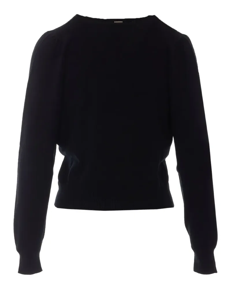 Twin-Set Puffärmel-Pullover mit Schleifenkragen - Schwarz Schwarz