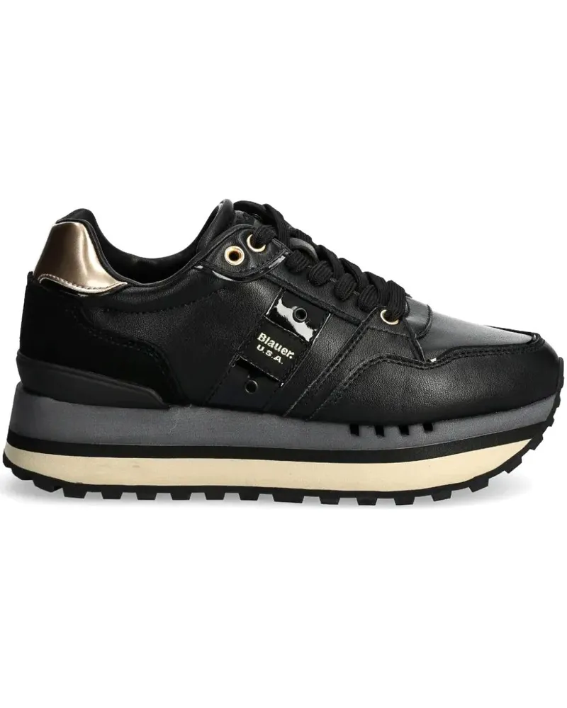 Blauer Sneakers mit Einsätzen - Schwarz Schwarz
