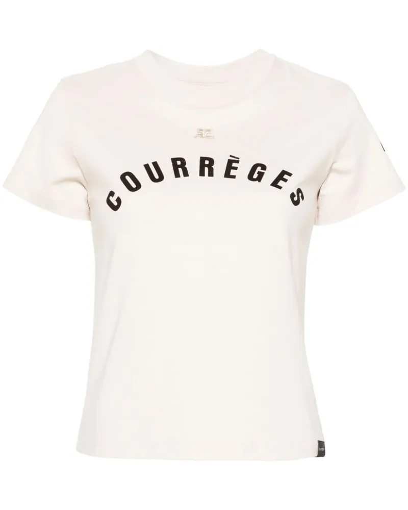 Courrèges T-Shirt mit Logo-Print - Nude Nude