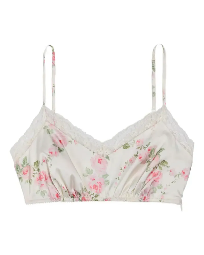 Simone Rocha Bralet aus Spitze mit Blumenprint - Nude Nude