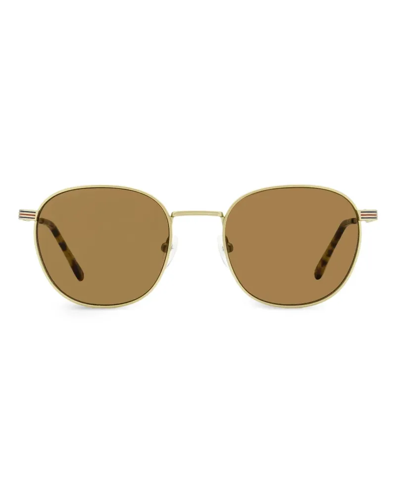 Lacoste Gestreifte Sonnenbrille mit ovalem Gestell - Gold Gold