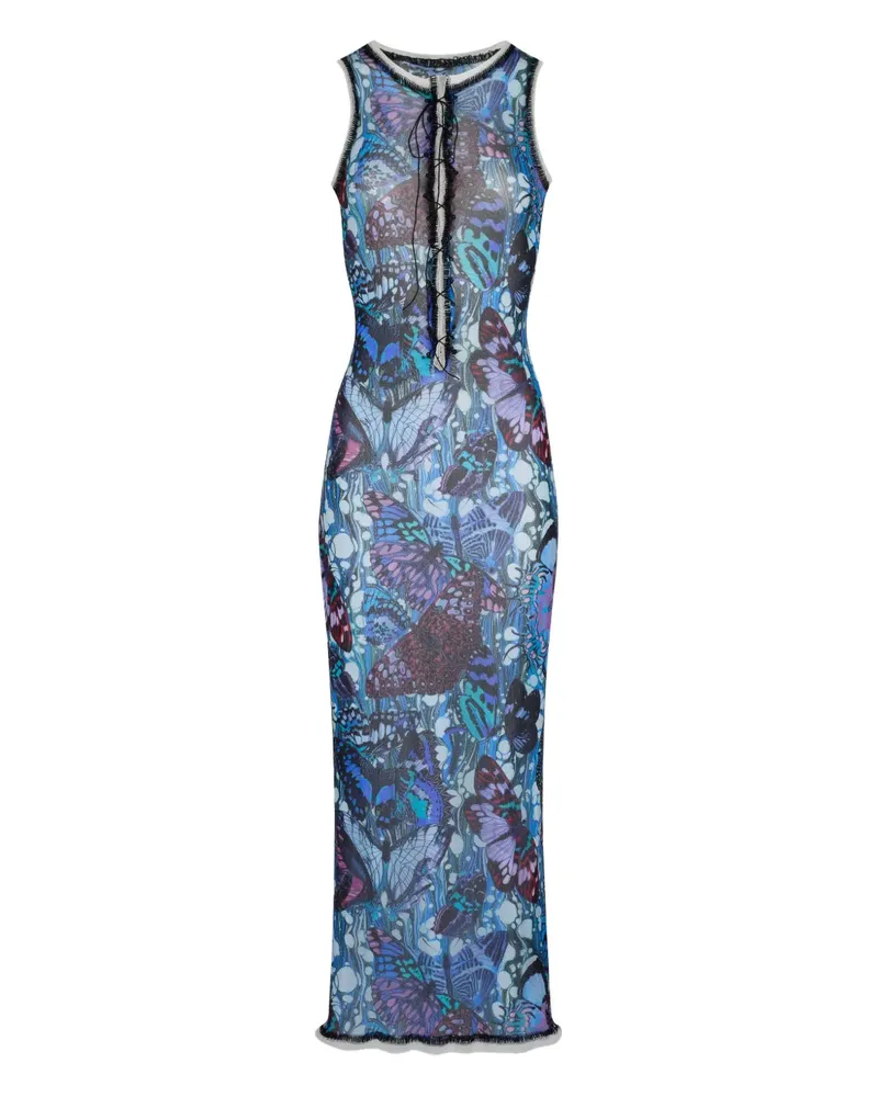 Jean Paul Gaultier Mesh-Kleid mit Print - Blau Blau