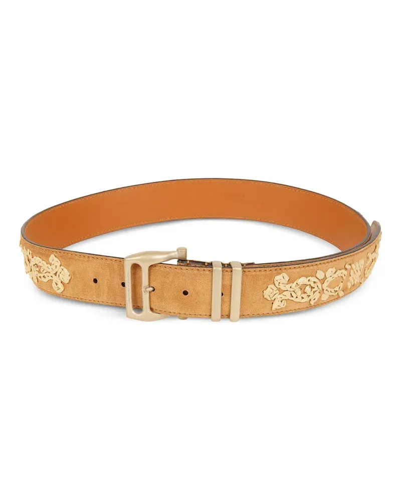 Ermanno Scervino embroidered suede belt - Braun Braun