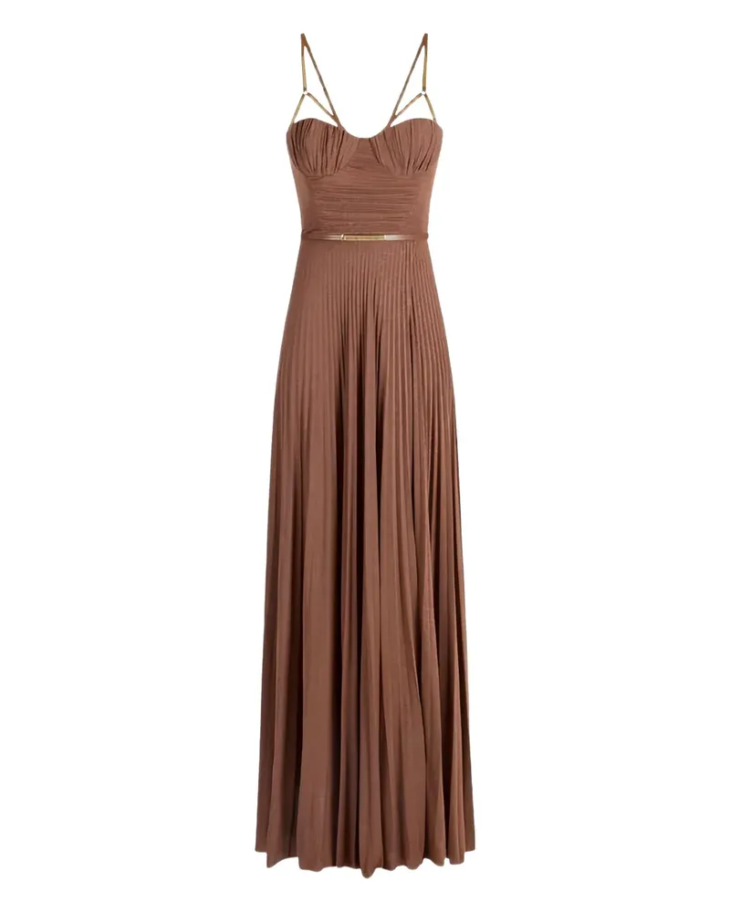Elisabetta Franchi sweetheart-neckline pleated gown - Braun Braun