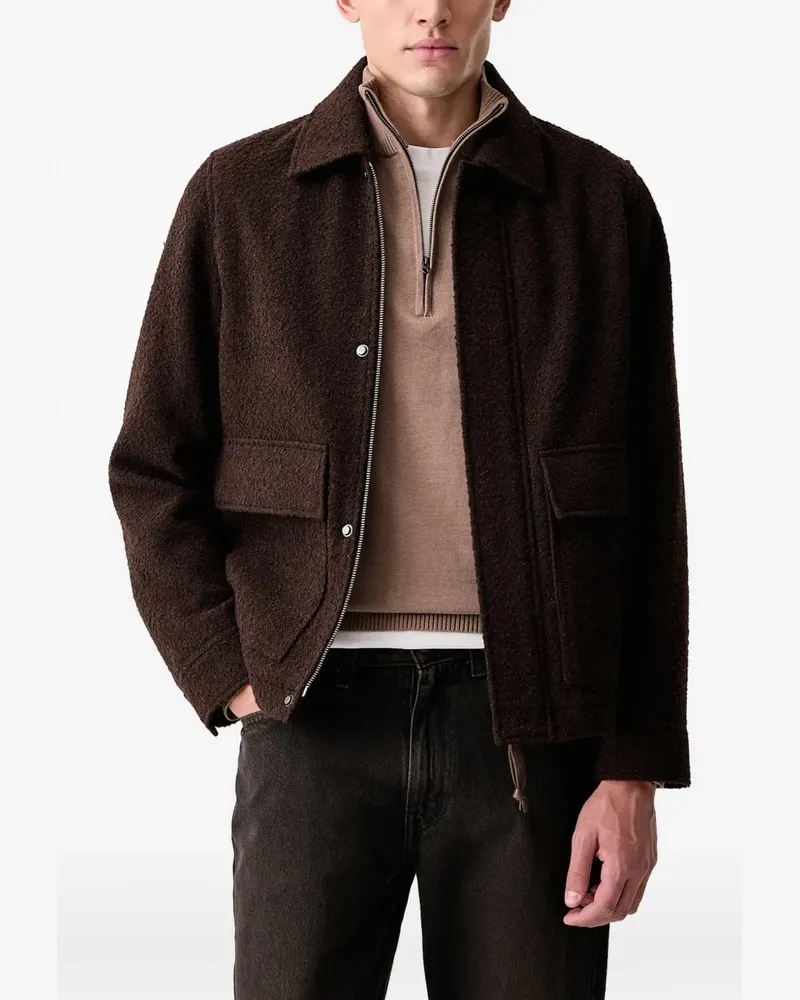 Marc O'Polo Bouclé-Hemdjacke mit aufgesetzten Taschen - Braun Braun