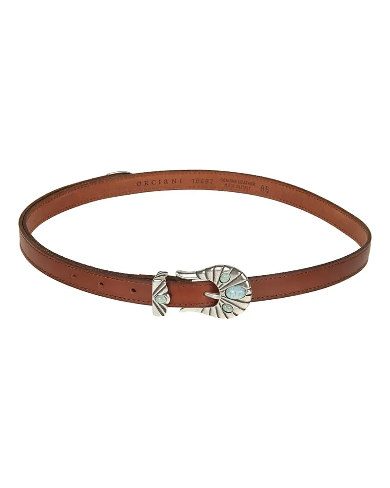 Orciani stone-embellished leather belt - Braun Braun