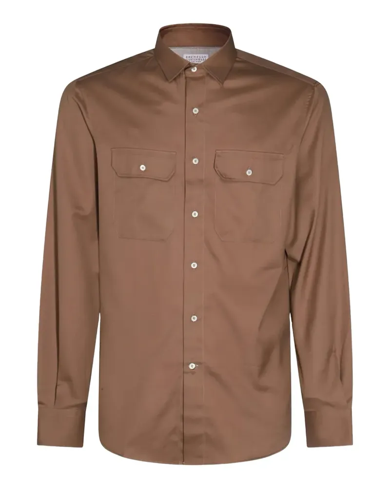 Brunello Cucinelli Hemd mit Taschendetail - Braun Braun
