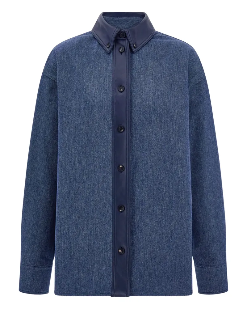 Ferragamo Jeanshemd mit Lederbesatz - Blau Blau