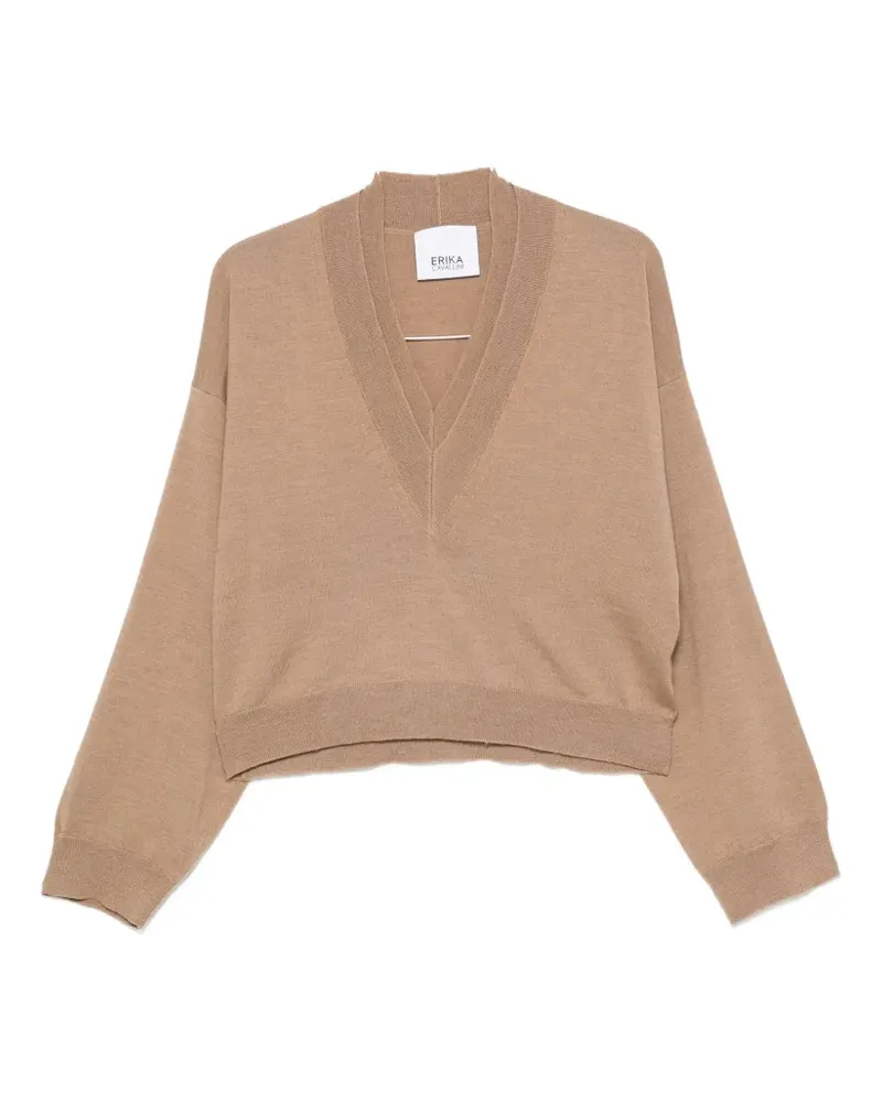 Erika Cavallini V-neck drop-shoulder sweater - Nude Nude