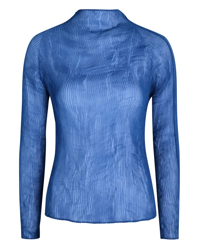 Issey Miyake chiffon long-sleeved top - Blau Blau
