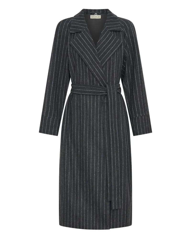 NICHOLAS Candice pinstripe belted coat - Grau Grau