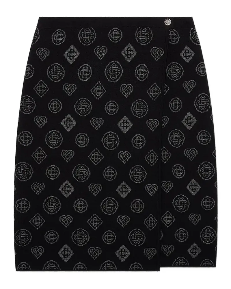 Casablanca Paris Gewickelter Midirock mit Jacquard-Motiv - Schwarz Schwarz