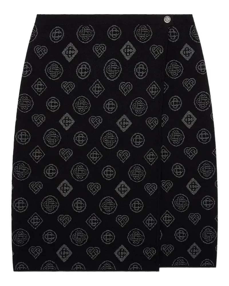 Casablanca Paris jacquard-motif wrap midi skirt - Schwarz Schwarz