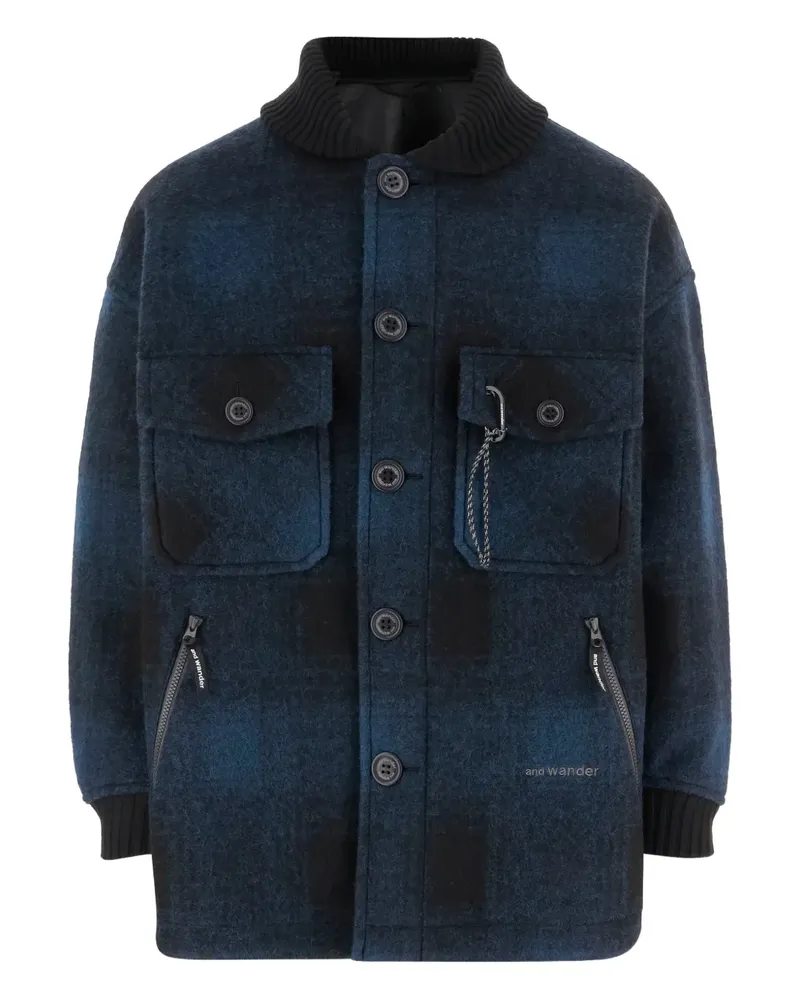 and wander Karierte Jacke mit Knöpfen - Schwarz Schwarz
