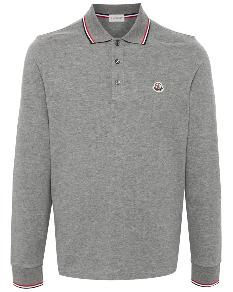 Moncler Poloshirt mit Logo-Patch - Grau Grau