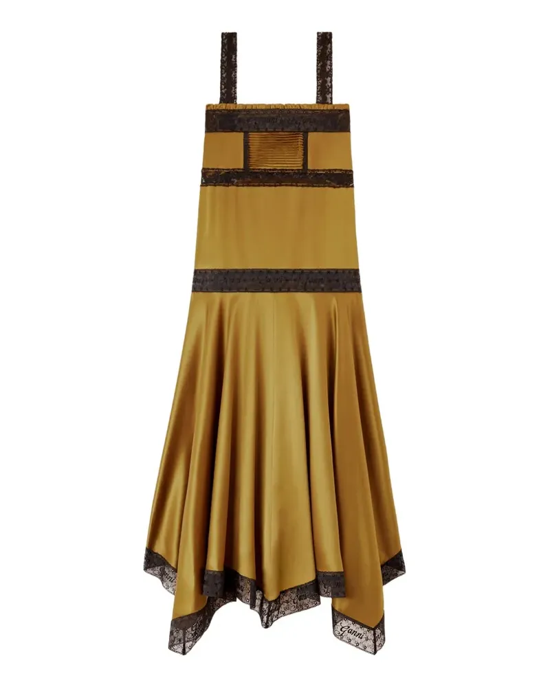 Ganni Kleid aus Seidensatin - Gelb Gelb